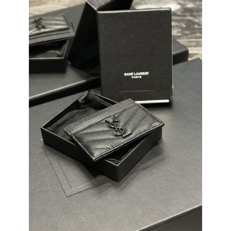 Saint Laurent Monogram Black Metal Card Hold Black