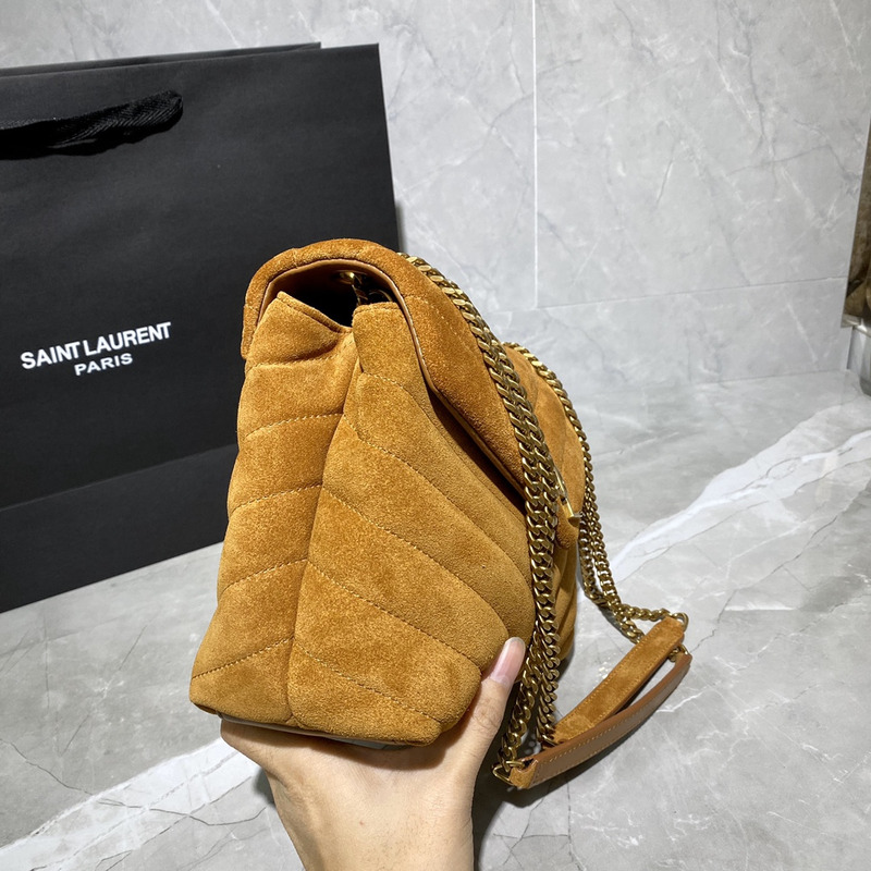 Saint Laurent LOULOU Puffer Handbag Brown