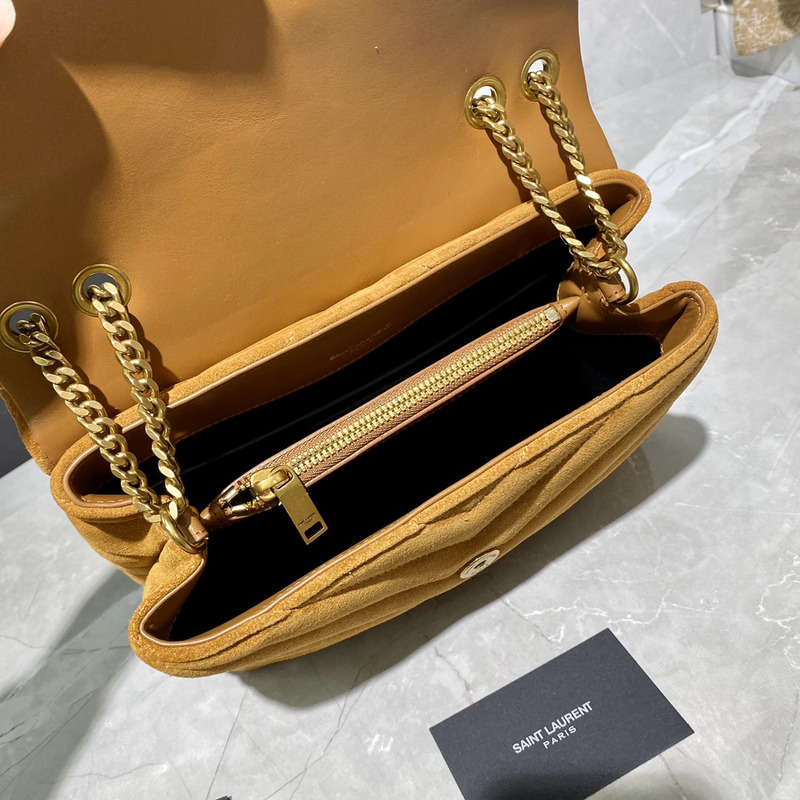 Saint Laurent LOULOU Puffer Handbag Brown
