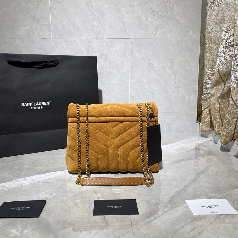 Saint Laurent LOULOU Puffer Handbag Brown