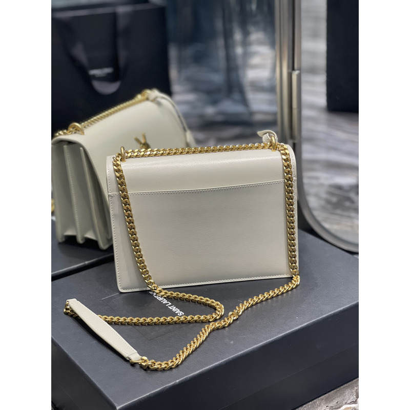 SAINT LAURENT Sunset Shoulder Bag White Leather