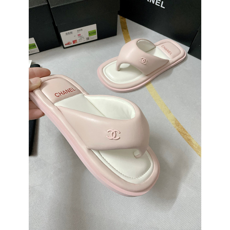 Ch*el fabric mules light pink