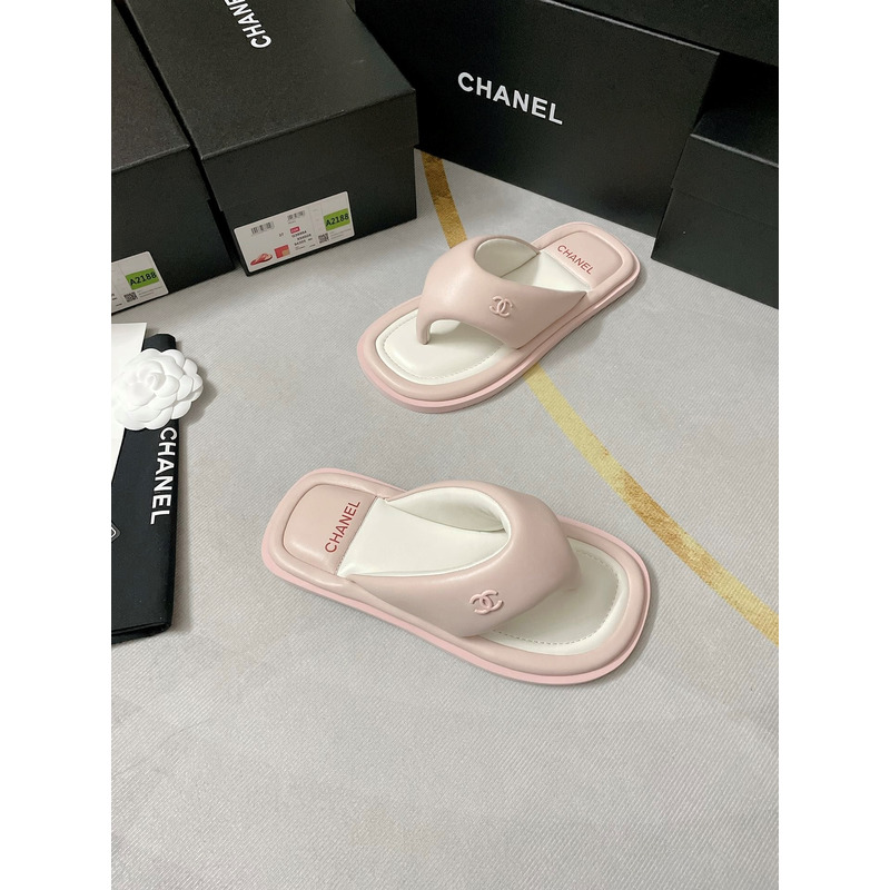 Ch*el fabric mules light pink