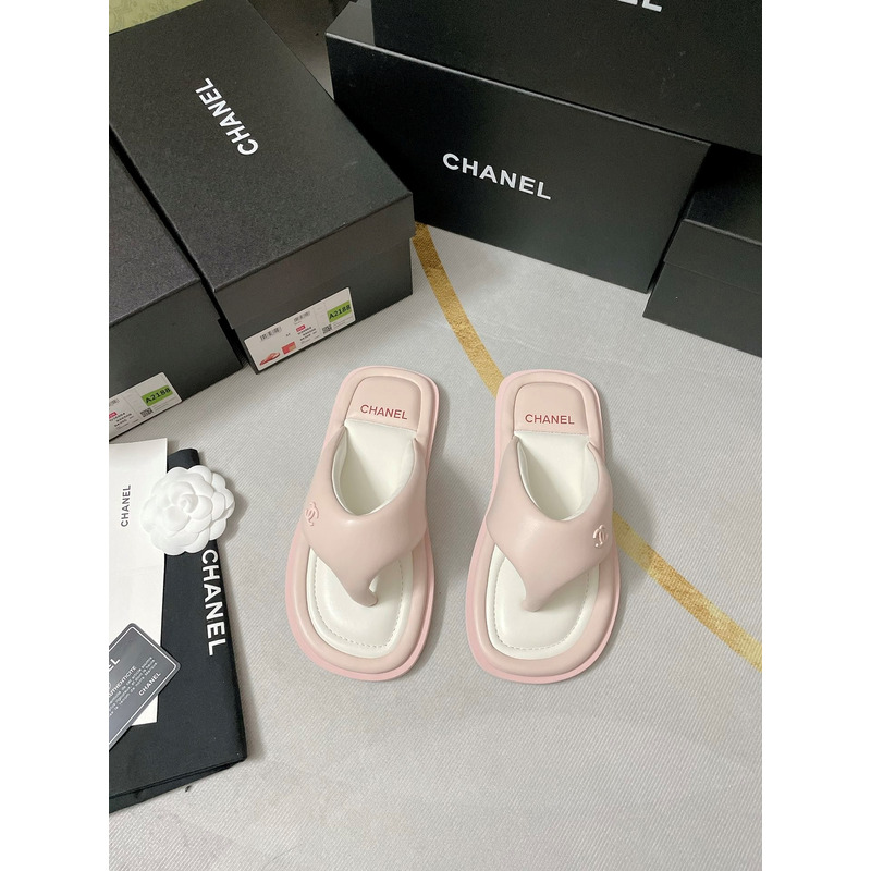 Ch*el fabric mules light pink