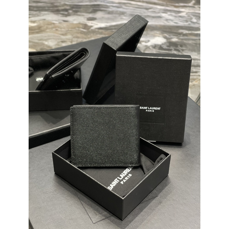 Saint Laurent CASSANDRE E/W Leather Wallet Black