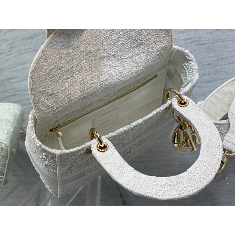 D*or medium lady d-lite bag natural embroidery with macramé effect