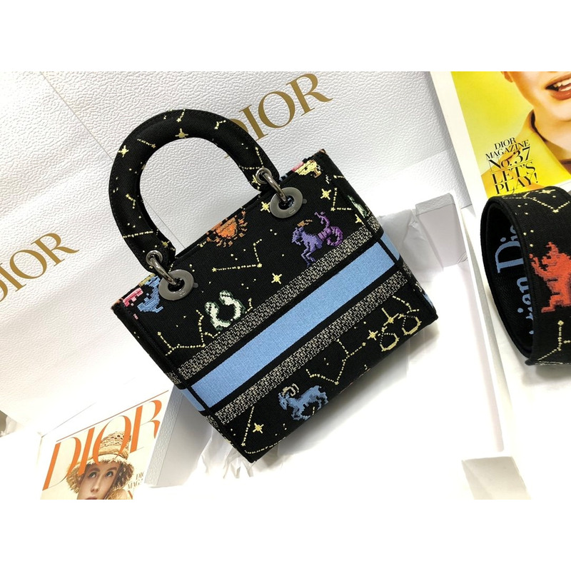 D*or lady d-lite bag black mu multicolor D*or pixel zodiac embroidery