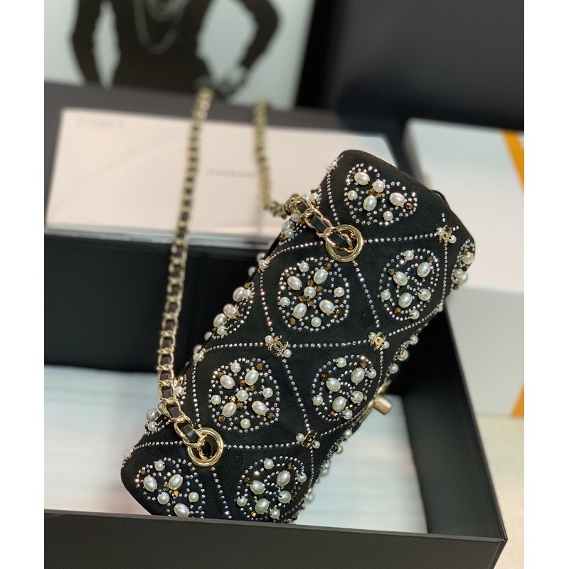 Ch*el ss2022 spring and summer new series chain bag shoulder bag black
