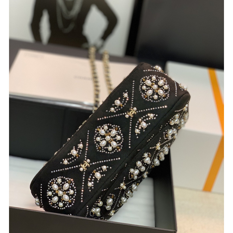 Ch*el ss2022 spring and summer new series chain bag shoulder bag black