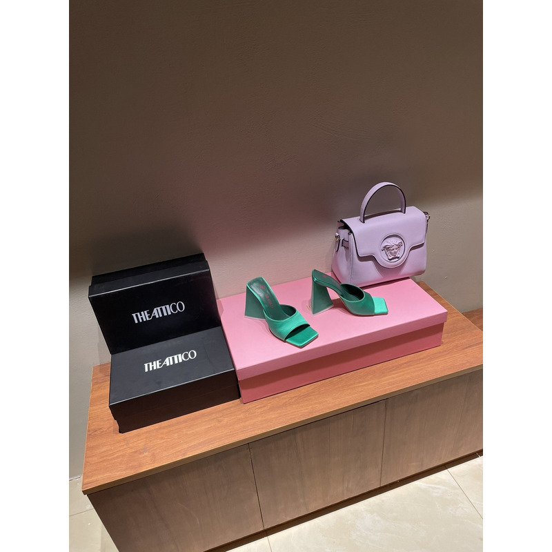 TheAttico Devon satin sandals  Green