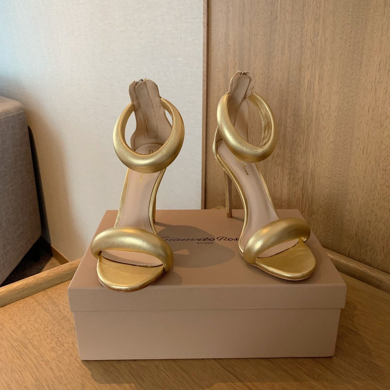 Gianvit Rossi Bijoux 105mm Leather High Heel Sandals Gold