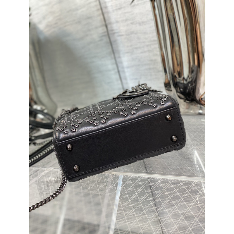 D*or mini lady  my abc  latte lucky star cannage lambskin in black