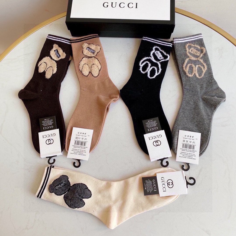 G*u*i bear cotton crew socks (5-pair)