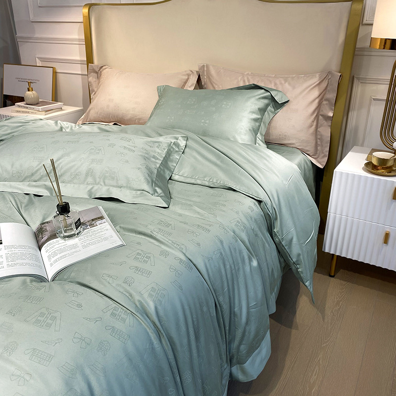 H**mes four piece bed suit bedding green