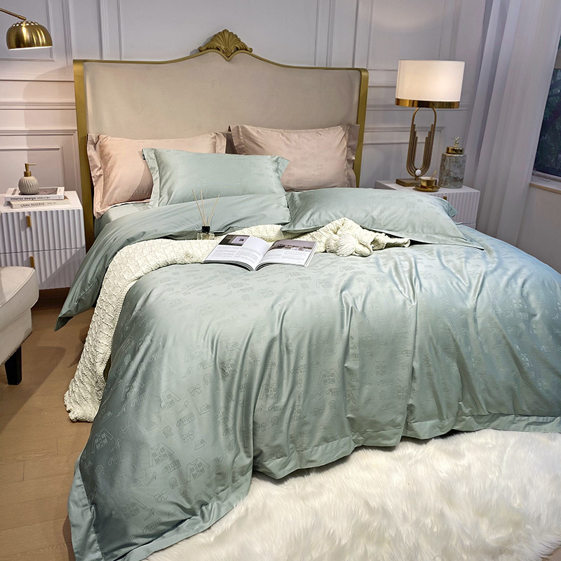 H**mes four piece bed suit bedding green