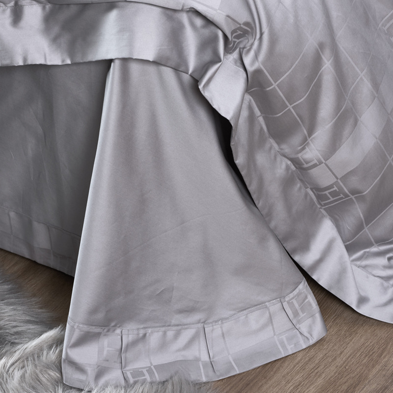 H**mes logo four piece bed suit bedding gray