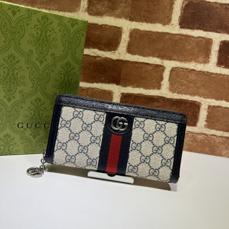 g*u*i ophidia gg zip around wallet beige and blue gg S*p*e canvas