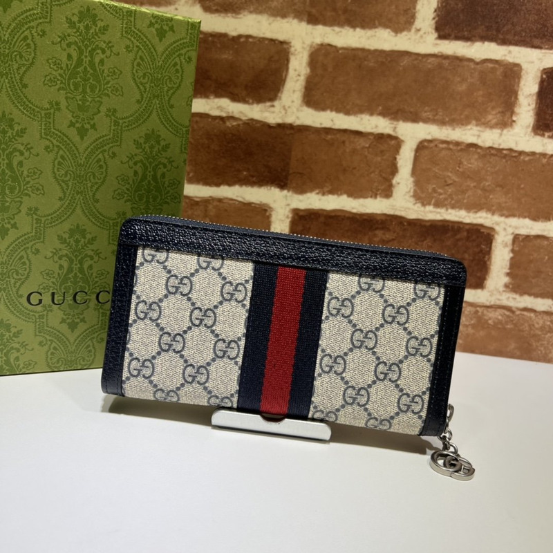 g*u*i ophidia gg zip around wallet beige and blue gg S*p*e canvas