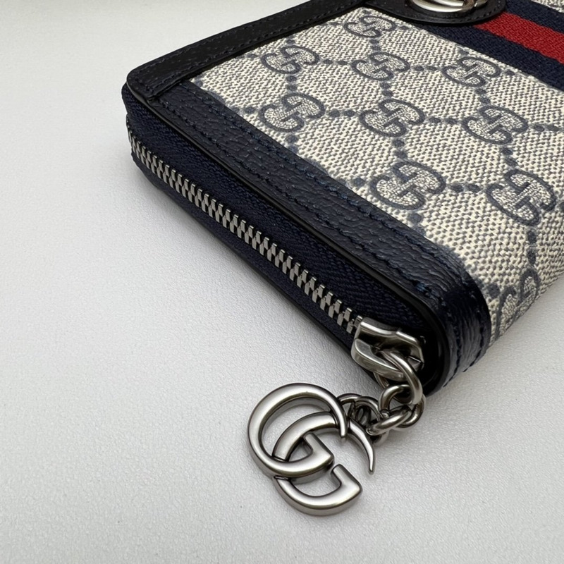 g*u*i ophidia gg zip around wallet beige and blue gg S*p*e canvas
