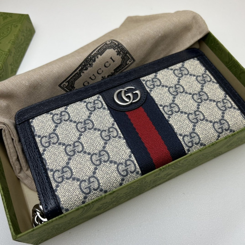 g*u*i ophidia gg zip around wallet beige and blue gg S*p*e canvas