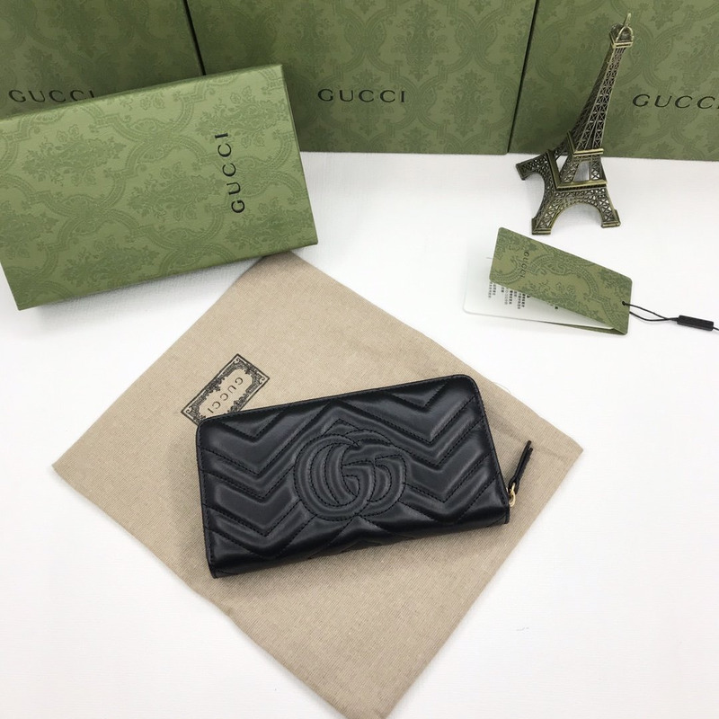 G*u*i gg marmont zip around wallet black leather