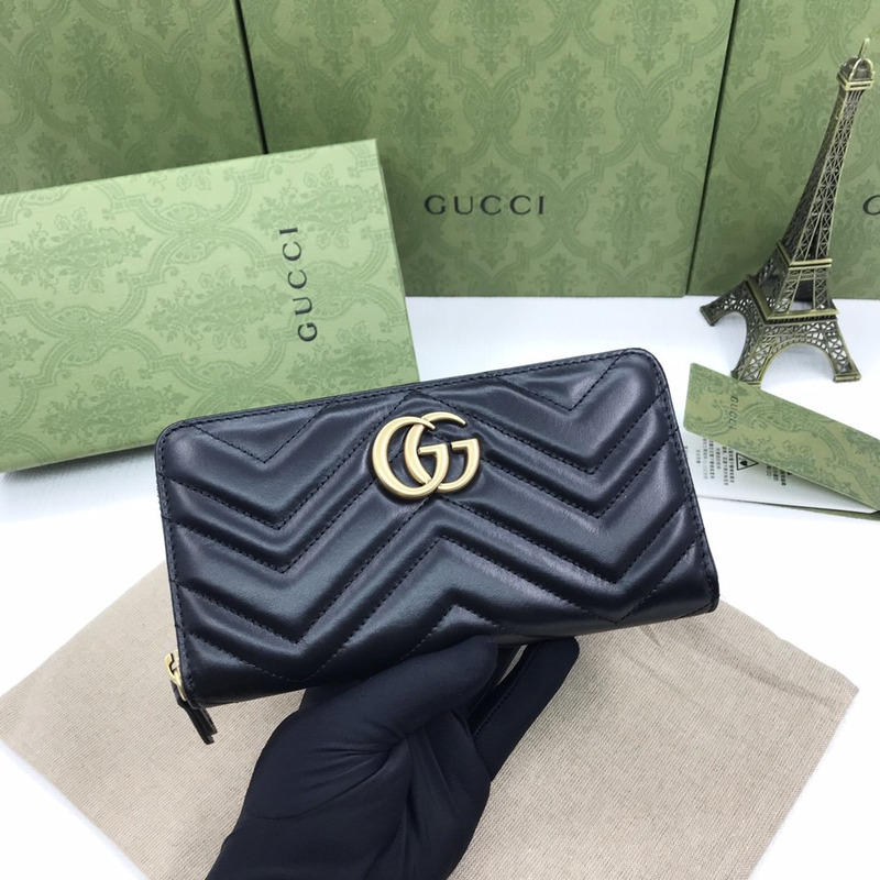 G*u*i gg marmont zip around wallet black leather