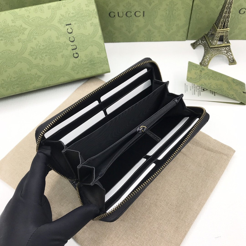 G*u*i gg marmont zip around wallet black leather