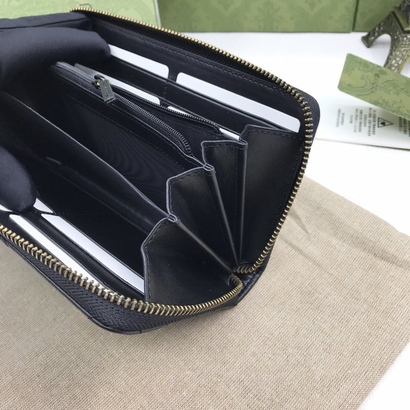 G*u*i gg marmont zip around wallet black leather