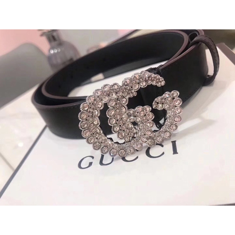 G*u*i leather belt with double g buckle