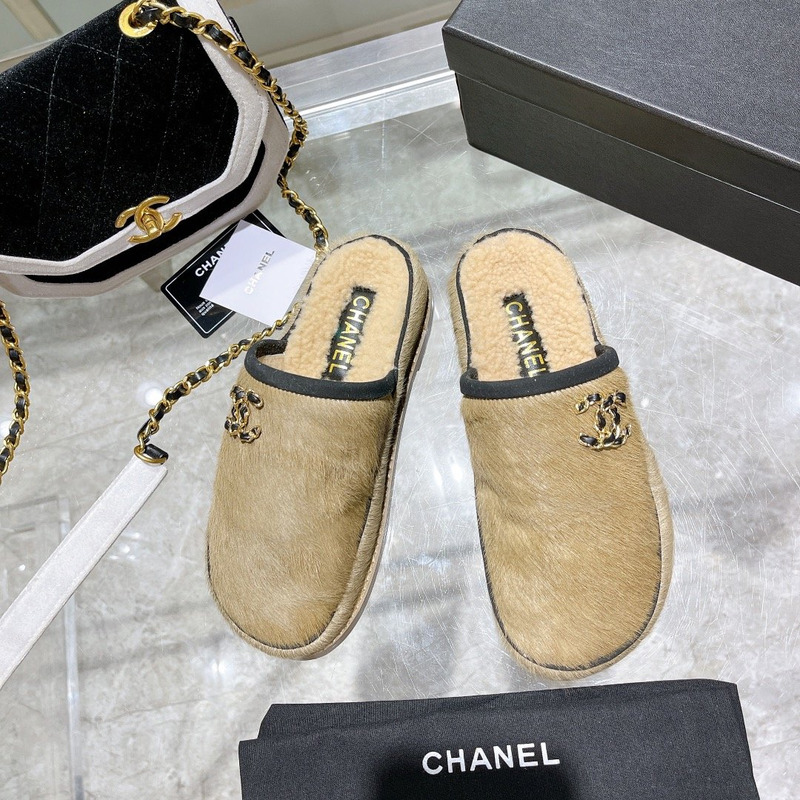 Ch*el pony style calfskin mules brown