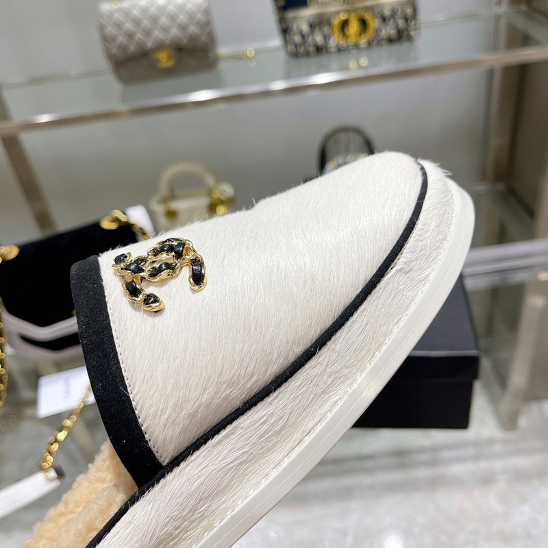 Ch*el pony style calfskin mules white