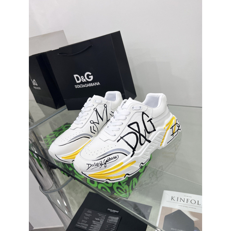 Dolce & Gabbana Daymaster Sneakers in Nappa Calfskin White & Yellow