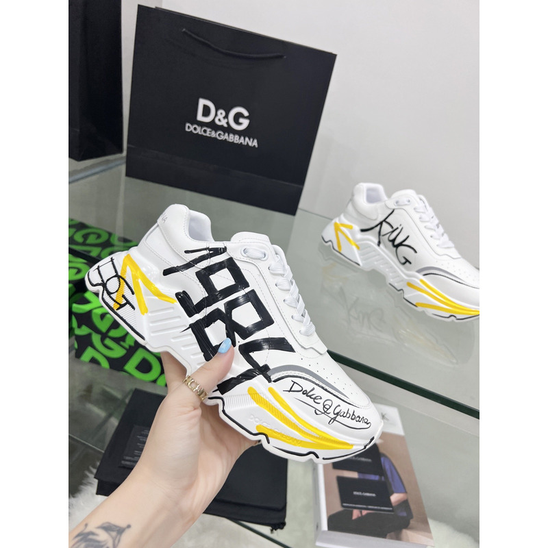 Dolce & Gabbana Daymaster Sneakers in Nappa Calfskin White & Yellow