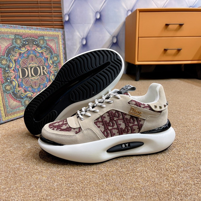 D*or summer new breathable canvas daddy shoes leather printing mesh shoes red