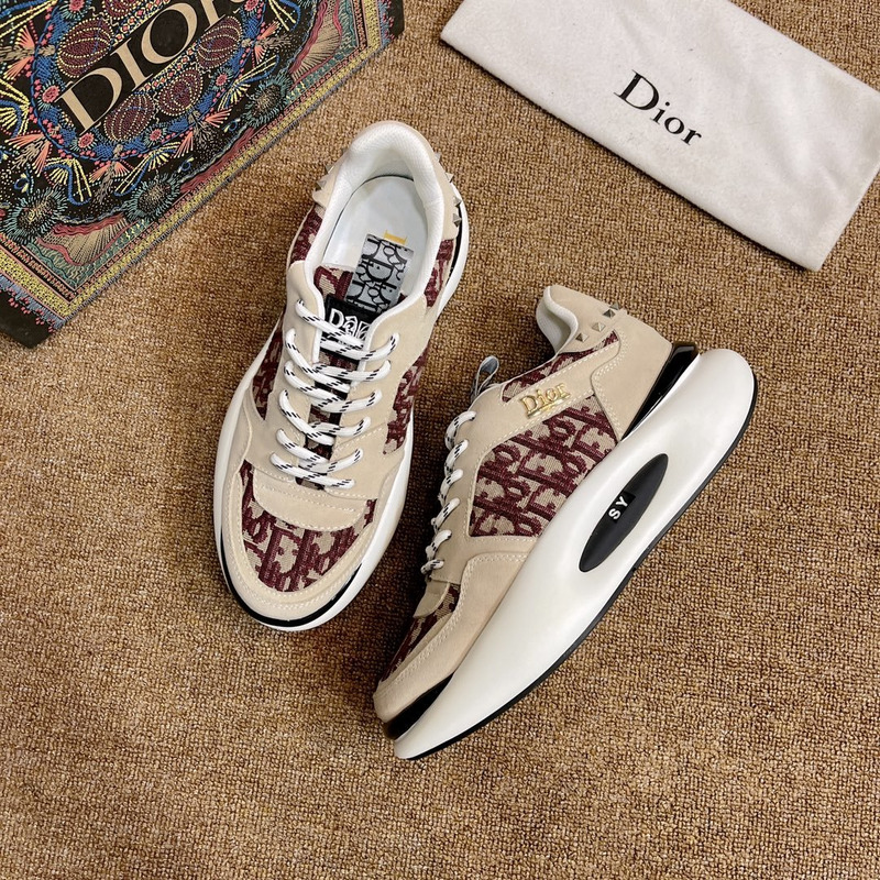 D*or summer new breathable canvas daddy shoes leather printing mesh shoes red