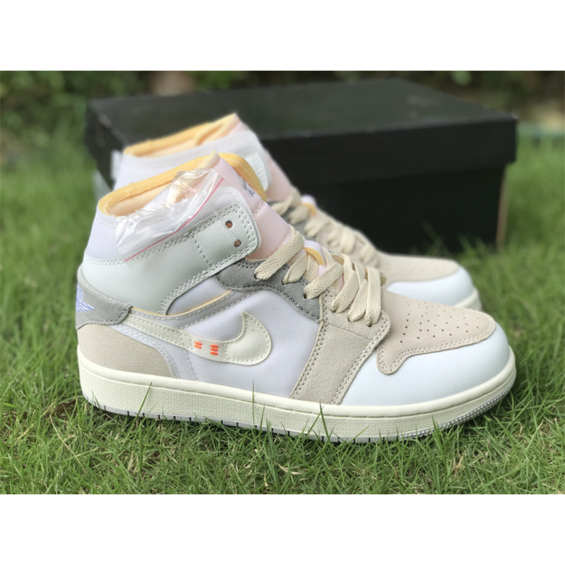 Air Jodan 1 Mid Craft Inside Out White Grey