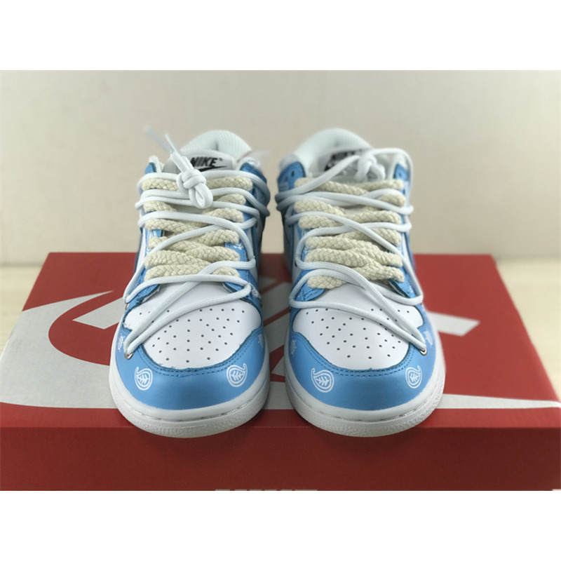 Nike Dunk Low Cashew Flower Sneaker Blue and White