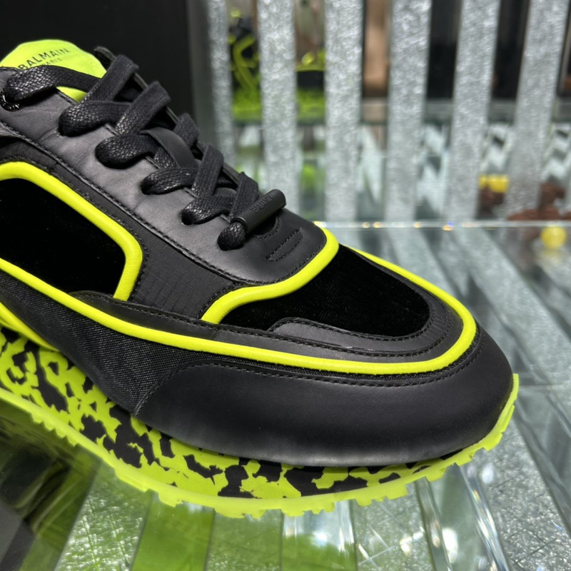 Balmain Velvet, Nylon and Mesh Racer Low-top Sneakers Yellow