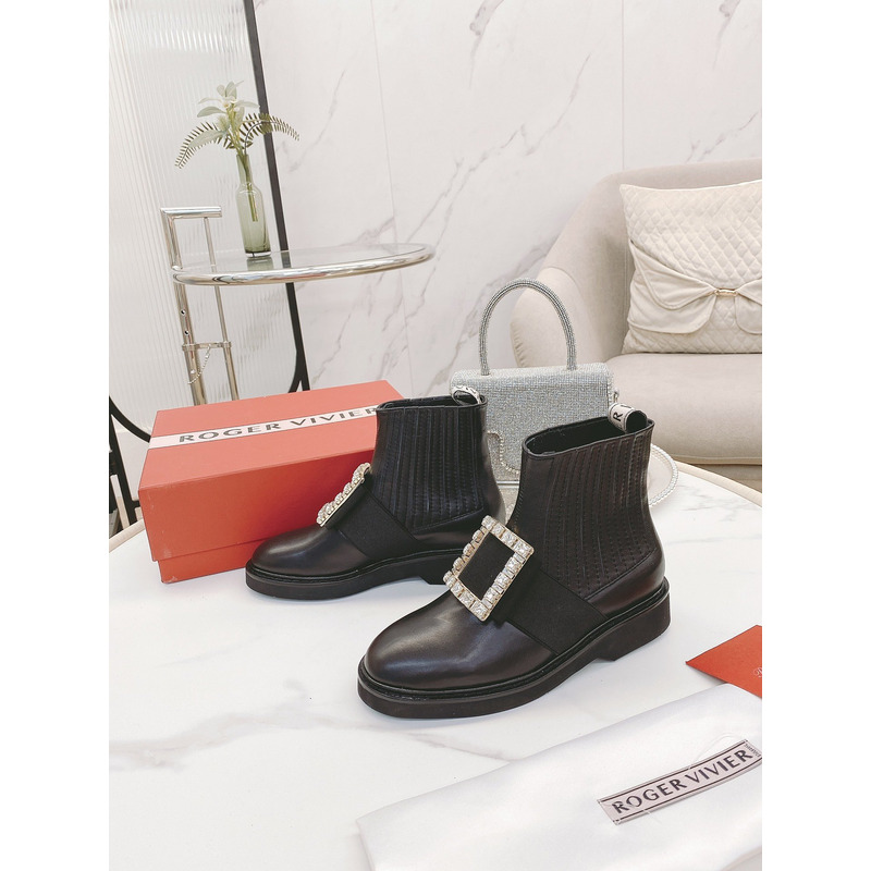 Roger Vivier Viv Ranger Crystal-embellished Patent-leather Chelsea Boots Brown