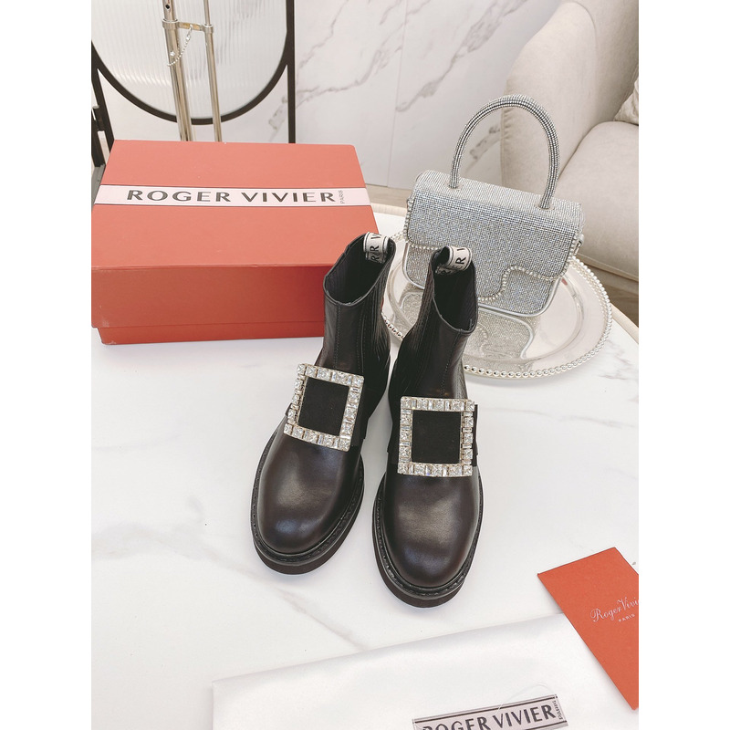 Roger Vivier Viv Ranger Crystal-embellished Patent-leather Chelsea Boots Brown