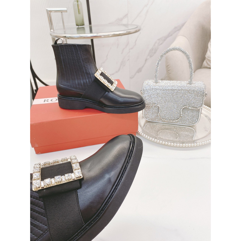 Roger Vivier Viv Ranger Crystal-embellished Patent-leather Chelsea Boots Brown