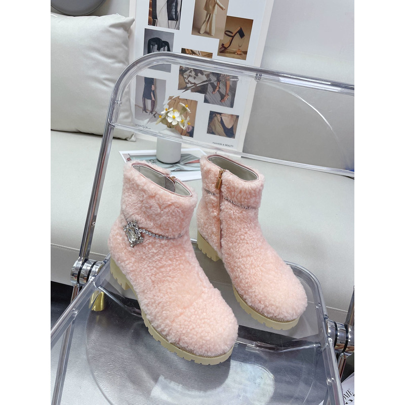 Rene Caovilla Shearing Boots Pink
