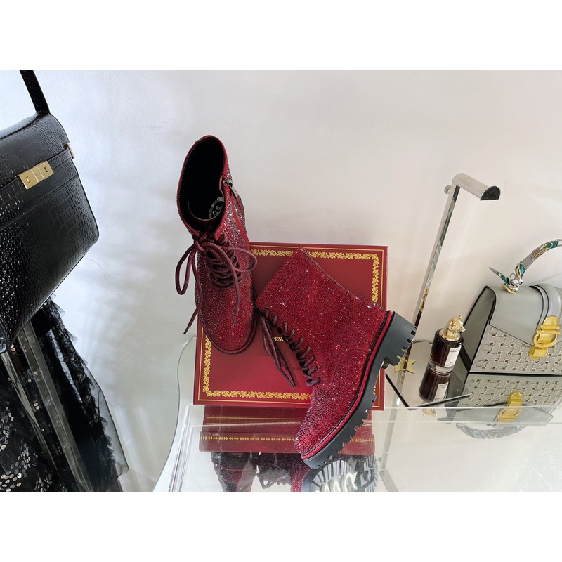 Rene Caovilla Bling Boots Red