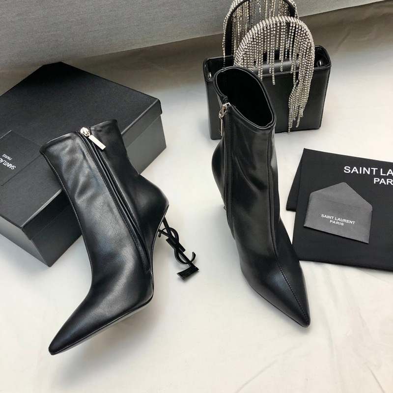 Saint Laurent Opyum Booties with Black Heel Ankle Boots