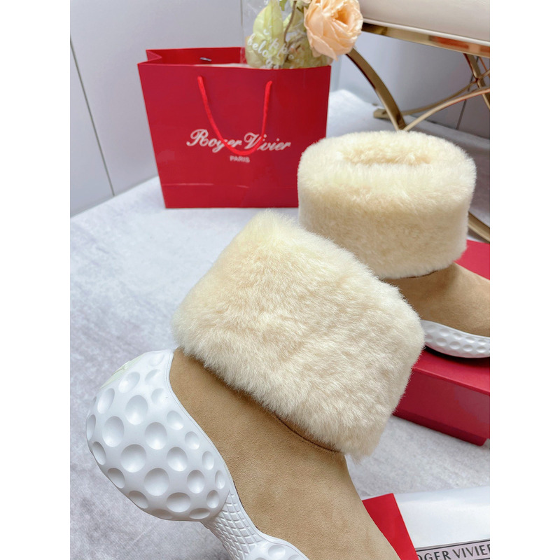 Roger Vivier Run Light Fur Ankle Boots in Suede