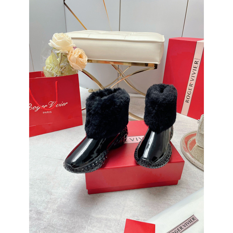 Roger Vivier Run Light Fur Ankle Boots in Black