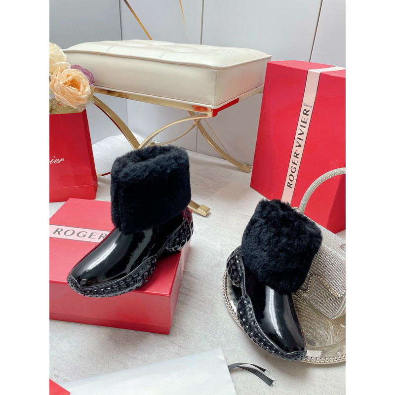 Roger Vivier Run Light Fur Ankle Boots in Black
