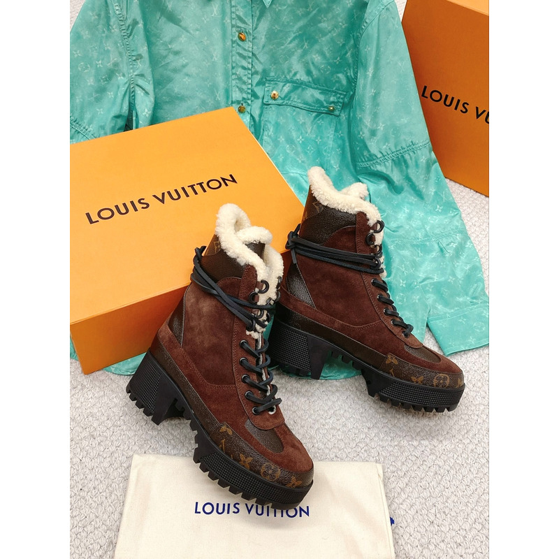 l**is V*t*n laureate monogram platform boots brown