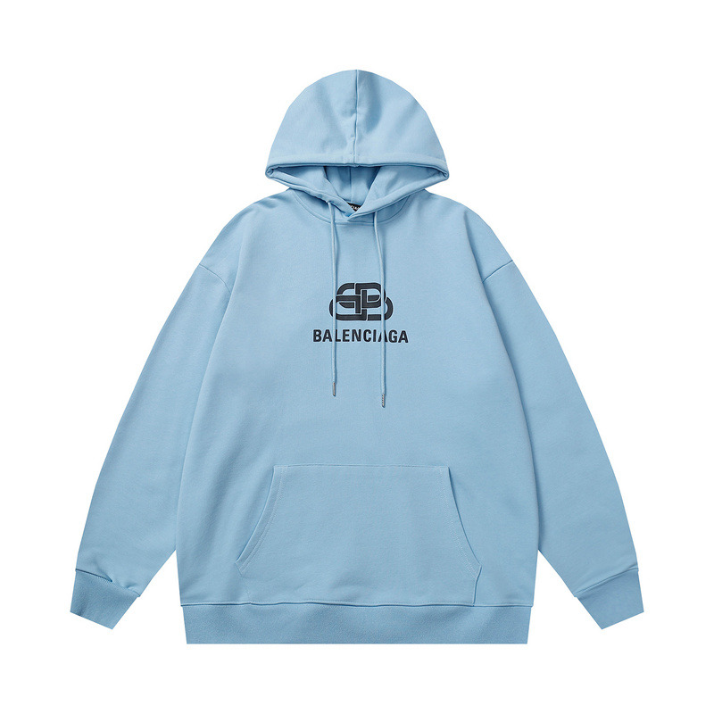 Ba*len*cia*ga bb black logo hoodie blue