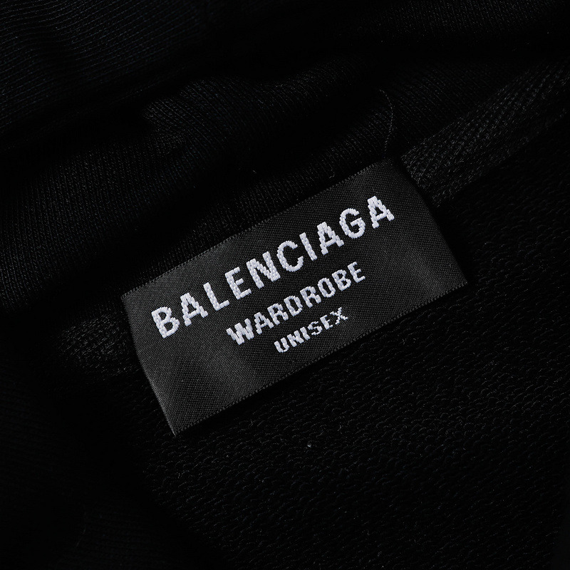 Ba*len*cia*ga bb white logo hoodie black